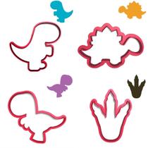 Kit 4 Cortadores Dino Trex Baby Estegossauro Pegada