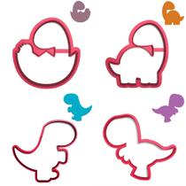 Kit 4 Cortadores Dino Trex Baby Olhando Pezinho