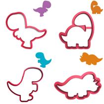 Kit 4 Cortadores Dino Trex Baby Olhando Triceratops