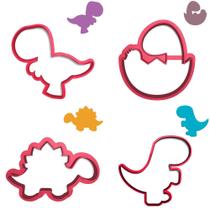 Kit 4 Cortadores Dino Trex Baby Pezinho Estegossauro