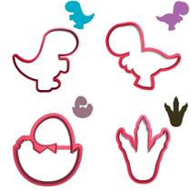 Kit 4 Cortadores Dino Trex Baby Pezinho Pegada