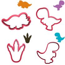 Kit 4 Cortadores Dino Trex Baby Triceratops Pegada