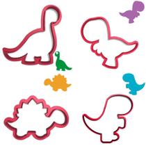 Kit 4 Cortadores Dino Trex Braquiossauro Estegossauro