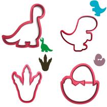 Kit 4 Cortadores Dino Trex Braquiossauro Pegada