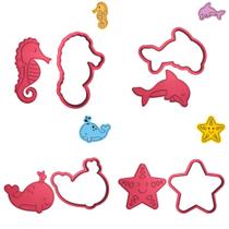 Kit 4 Cortadores Golfinho Estrela Cavalo Baleia Kit 4 Cortadores Golfinho Estrela Cavalo Baleia