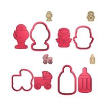 Kit 4 Cortadores Menino Anjo Carrinho Calice Mamadeira