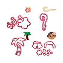 Kit 4 Cortadores Moana Anzol Flor Coqueiro