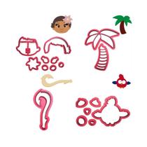 Kit 4 Cortadores Moana Anzol Hey Hey Coqueiro