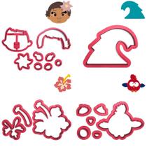 Kit 4 Cortadores Moana Hey Hey Flor Onda