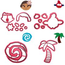 Kit 4 Cortadores Moana Logo Hey Hey Coqueiro