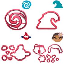 Kit 4 Cortadores Moana Logo Hey Hey Onda