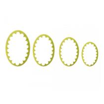Kit 4 Cortadores Oval Babados Amarelo para Massas Bluestar