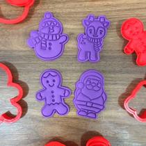 Kit 4 Cortadores Papai Noel Boneco Rena Gingerbread
