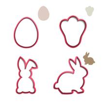 Kit 4 cortadores Páscoa Coelho Lado Orelha Ovo Pata Pé