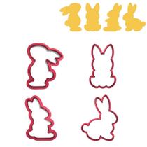 Kit 4 Cortadores Páscoa Silhueta Coelho Sentado em Pé