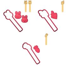 Kit 4 Cortadores Páscoa Stick Coelhos Cenouras Coração Kit 4 Cortadores Páscoa Stick Coelhos Cenouras Coração
