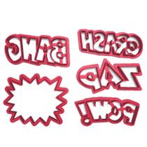 Kit 4 Cortadores Pow Crash Bang Zap Gibi Quadrinhos Super Heróis Kit 4 Cortadores Pow Crash Bang Zap Gibi Quadrinhos Super Heróis