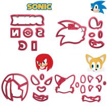 Kit 4 Cortadores Sonic Raposa Tails Knuckles Logo Top - DOCE IMPRESSO