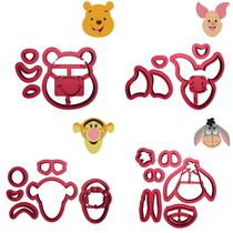 Kit 4 Cortadores Ursinho Pooh Leitão Tigrão Bisonho