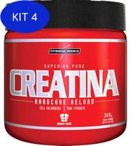 Kit 4 Creatina Hardcore Reload Integralmédica 300g