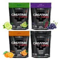 Kit 4 Creatinas Turbo 300g Sachê Limão + Uva + Laranja + Sem Sabor - Black Skull