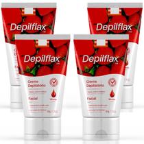 Kit 4 Creme Depilatório Facial Morango Depilflax 50G