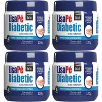 Kit 4 Creme Ultra Hidratante Diabetic Lisa Pe BioSoft Ressecamento Extremo Barreira Protetora 120g