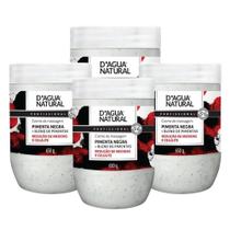 Kit 4 Cremes de Massagem Pimenta Negra 650g D'Agua Natural