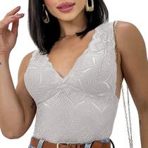 Kit 4 Cropped Renda Blusinha Blusa Bojo Feminino Atacado