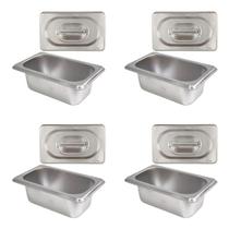 Kit 4 Cubas Gn Inox Gastronômica 1 Por 9 X 65 Com Tampas Rechaud Kit 4 Cubas Gn Inox Gastronômica 1 Por 9 X 65 Com Tampas Rechaud