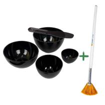 Kit 4 Cubetas De Silicone, 2 Espátulas Estética E Pincel Peeling nº 6 Estética