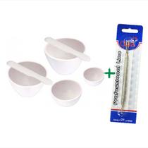 Kit 4 Cubetas De Silicone, Espátula Estética E Extrator Cravos Duplo Inox