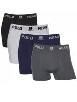 Kit 4 Cuecas Box Boxer Polo Wear Basic Sem Costura Fibra