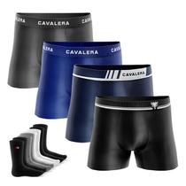 Kit 4 Cuecas Boxer Cavalera Original e 4 Pares Meia Sandrini Kit 4 Cuecas Boxer Cavalera Original e 4 Pares Meia Sandrini