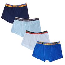 Kit 4 Cuecas Boxer Infantil Menino Elástico Algodão 1516