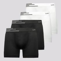 Kit 4 Cuecas Boxer Lupo Microfibra Sem Costura Branca e Preta