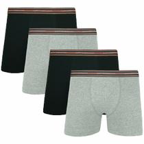 Kit 4 - Cuecas Boxer Masculina Algodão com Elastano Lupo Adulta Confortável
