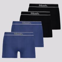 Kit 4 Cuecas Boxer Mash Sem Costura Azul e Preta