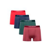 Kit 4 Cuecas Life Zoom Boxer Adulto Microfibra