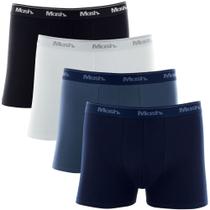 Kit 4 Cuecas Lisa Mash Básica Boxer Box Algodão Cotton Masculina Homem Cores Básicas