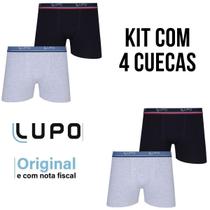 Kit 4 Cuecas Lupo Boxer Algodão Elastano Conforto Masculina