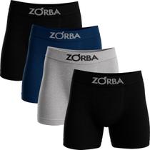 Kit 4 Cuecas Zorba Boxer Algodão Box Elástico Sem Costura Cueca Masculina Confortável Seamless 781
