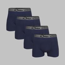 Kit 4 Cuecas Zorba Boxer com Suporte Anatômico 667 Azul Marinho - M