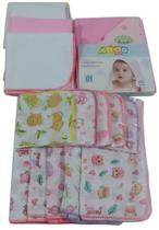 Kit 4 Cueiro Toalha Banho 5 Pano Boca 5 Toalha fralda menina Kit 4 Cueiro Toalha Banho 5 Pano Boca 5 Toalha fralda menina