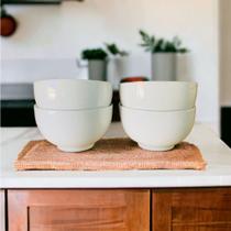 Kit 4 Cumbucas Porcelana Branco 440ml 4 Peças Bowl Tigelas