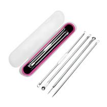 Kit 4 Curetas Extratoras De Cravos E Espinhas Aço Inox Kit 4 Curetas Extratoras De Cravos E Espinhas Aço Inox