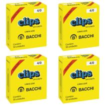 Kit 4 cx Clips para papel Bacchi 4 com 50 unidades linha leve