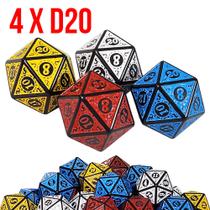 Kit 4 Dados D20 Runas Alto Relevo - RPG Kit 4 Dados D20 Runas Alto Relevo - RPG