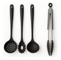 Kit 4 De Silicone Escumadeira Concha Pegador Massas Macarrão