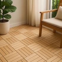 Kit 4 Deck 23,5x23,5cm Madeira Maciça Natural Área Interna Kit 4 Deck 23,5x23,5cm Madeira Maciça Natural Área Interna